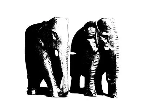 Two Elephants Stock Illustration