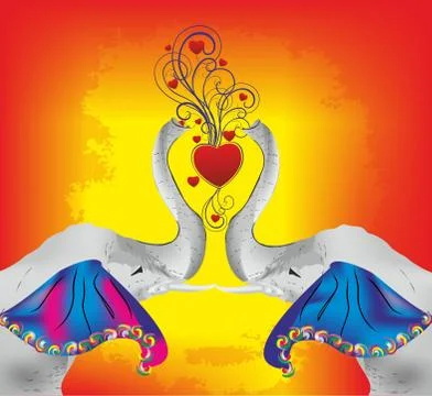 Two elephants Stock Illustration