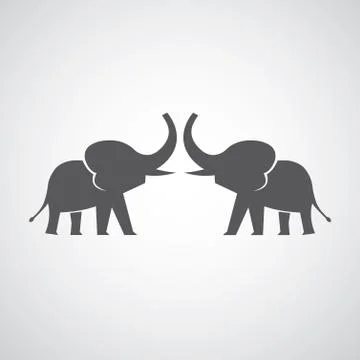 Two elephants silhouettes Stock Illustration