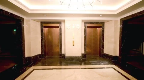 Two elevators in the hallway of Lotte Hotel Moscow. Stock Footage 48956196