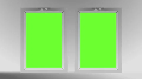 Two elevators lift doors closing and opening by revealing the green screen Stock Footage 233764758