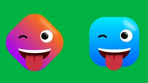 Two emoji with crazy funny expression on green screen with seamless and loo.. Stock Footage 280133072
