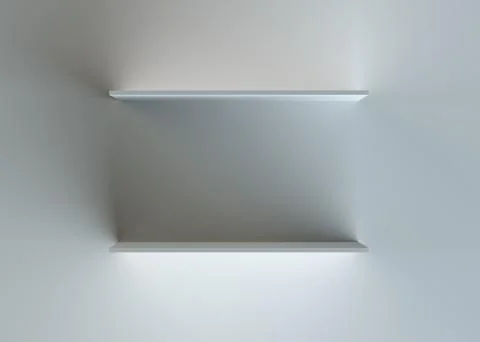 Two empty advertising shelves on dark background Illustrazione stock