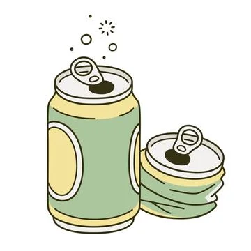 Two empty beer cans cartoon drawing Stock Illustration
