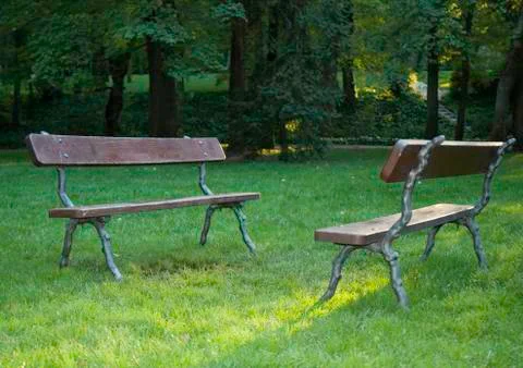 Two empty benches Stock Photos