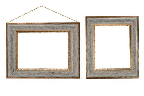 Two Empty Blank Picture Frames Isolated on White Background Fotos Stock