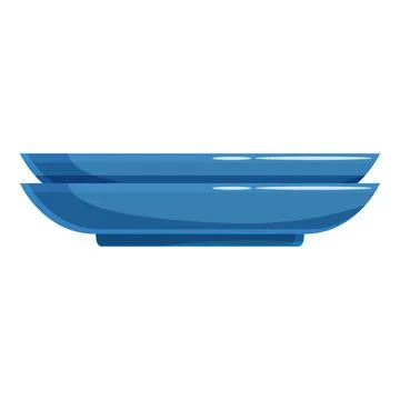 Two empty blue oval plates stacked together, side view Stock Illustration