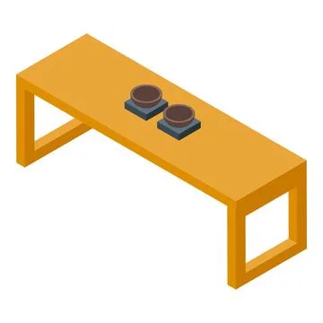 Two empty bowls sitting on long modern table Stock Illustration