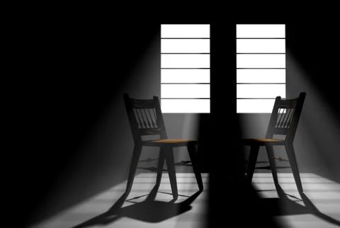 Two empty chairs in a darkened room Stock Illustration