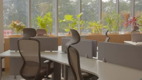 Two empty chairs in new corporate office Stock Footage 274709276