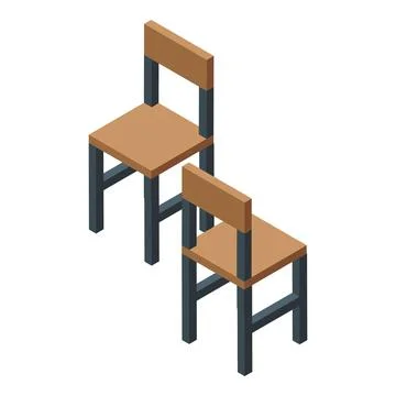 Two empty chairs standing in line isometric icon Stock Illustration