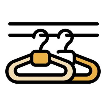 Two empty clothes hangers hanging on a clothing rack Illustrazione stock