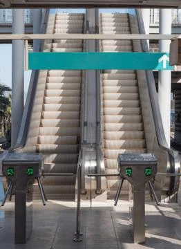 Two Empty escalator stairs in the Terminal Stock Photos