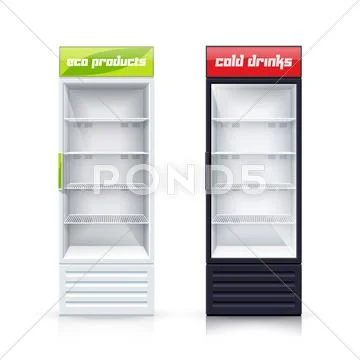 Two Empty Fridges Realistic Illustration Stock Illustration