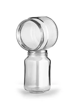 Two Empty glass jar isolated on white background Stock Photos