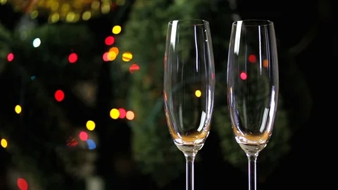 Two Empty Glasses For Champagne Stock Footage 71617155