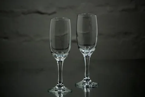 Two empty glasses of champagne. Stock Photos