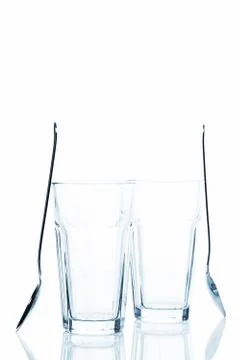 Two empty latte macchiato glasses Stock Photos