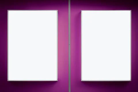 Two empty lightboxes on the wall. Stock Photos