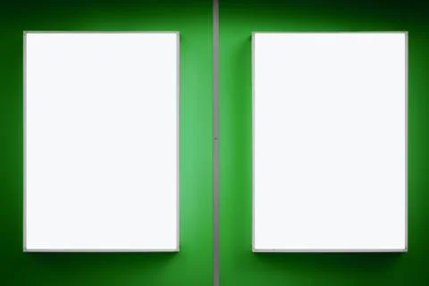 Two empty lightboxes on the wall. Stock Photos