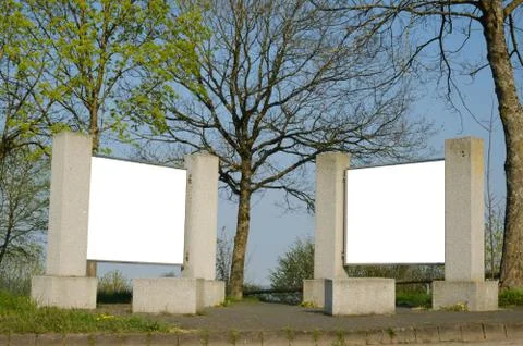 Two empty mockup of information boards at an memorial in germany Stock Photos