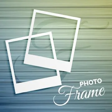 Two empty photo frames on wooden background Stock Illustration