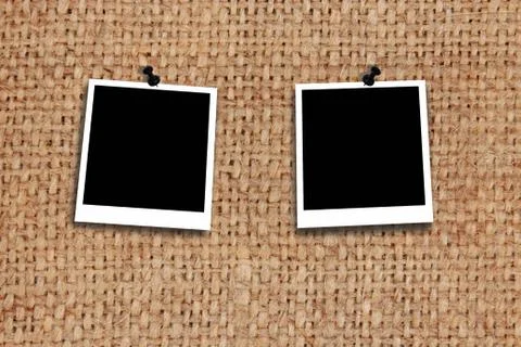 Two empty photos on the texture of grey sacking Stock Illustration