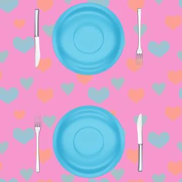 Two empty plates on the table Stock Illustration