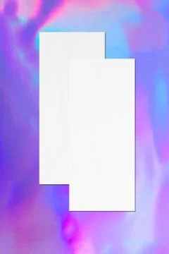 Two empty price-list or menu mockups lying on top of each other on holographi Stock Photos
