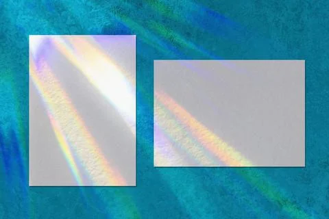 Two empty rectangle poster mockups on blue background Stock Photos