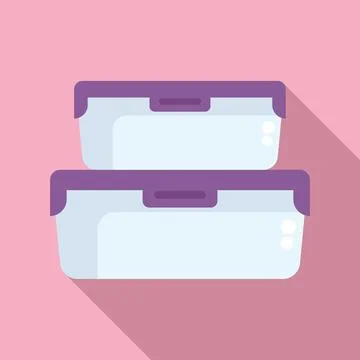 Two empty rectangular plastic lunch boxes stacked on top of each other Stock Illustration