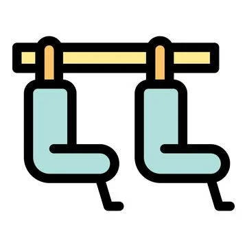 Two empty seats hanging from a handrail in public transport, bus or subway Stock Illustration