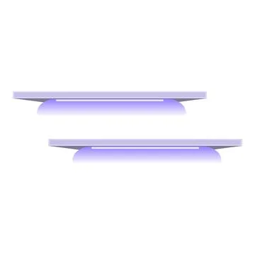 Two empty shelves with purple lighting creating a modern and minimalist Stock Illustration