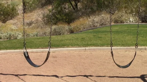Two Empty Swings Stock Footage 49109670