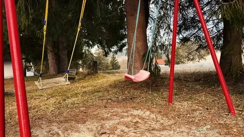 Two Empty Swings Stock Footage 124325805