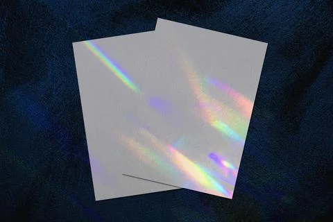 Two empty vertical rectangle poster mockup on blue background Stock Photos