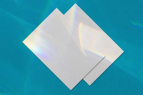 Two empty vertical rectangle poster mockup on blue background Stock Photos