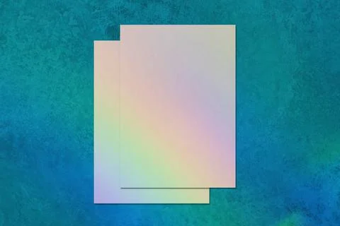 Two empty vertical rectangle poster mockup on blue background Stock Photos