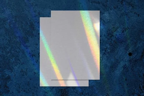 Two empty vertical rectangle poster mockup on blue background Stock Photos