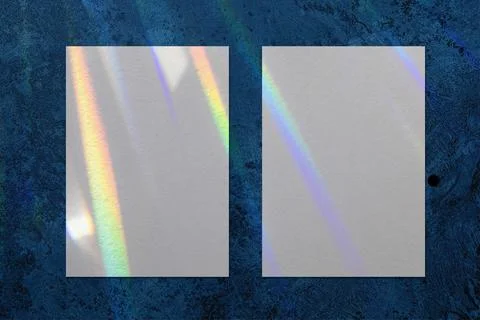 Two empty vertical rectangle poster mockup on blue background Stock Photos