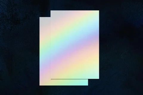 Two empty vertical rectangle poster mockup on blue background Stock Photos