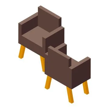 Two empty waiting room chairs with brown upholstery and orange legs Stock Illustration