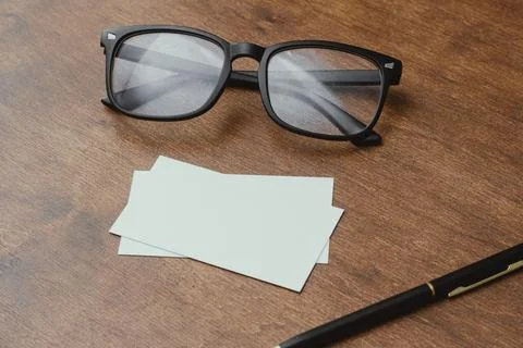 Two empty white business card templates for branding identity presentation. E Stock Photos