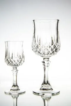 Two Empty wine glass. isolated on a white background Stock Photos