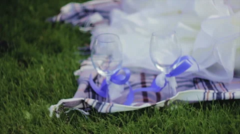 Two Empty Wine Glasses With Diamonds Stock Footage 64527566