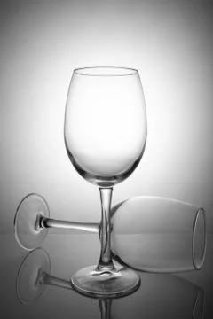 Two empty wine glasses isolated on white background Stock Photos