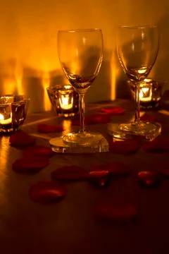 Two empty wine glasses Stock Photos