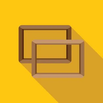 Two empty wooden picture frames hanging on a yellow wall イラスト素材