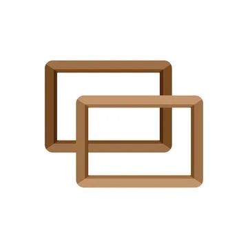 Two empty wooden picture frames overlapping presenting copy space Illustrazione stock
