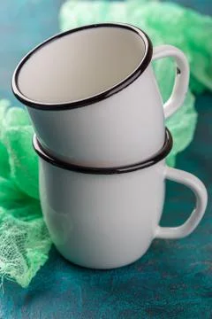 Two enameled cup Stock Photos